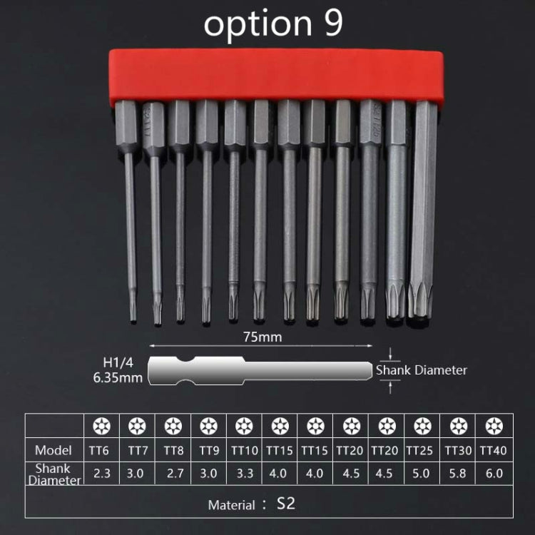 12 PCS / Set Screwdriver Bit With Magnetic S2 Alloy Steel Electric Screwdriver, Specification:9 - Drill & Drill Bits by PMC Jewellery | Online Shopping South Africa | PMC Jewellery | Buy Now Pay Later Mobicred