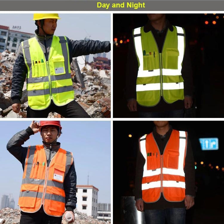 Multi-pockets Safety Vest Reflective Workwear Clothing, Size:L-Chest 118cm(Yellow) - free shipping - PMC Jewellery - Order now!