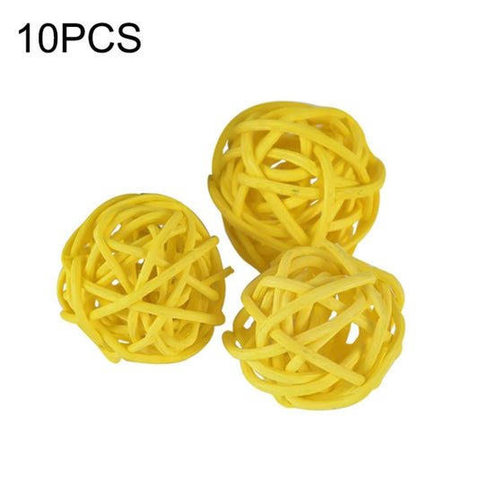 10 PCS Artificial Straw Ball For Birthday Party Wedding Christmas Home Decor(Yellow) - Ornaments by PMC Jewellery | Online Shopping South Africa | PMC Jewellery