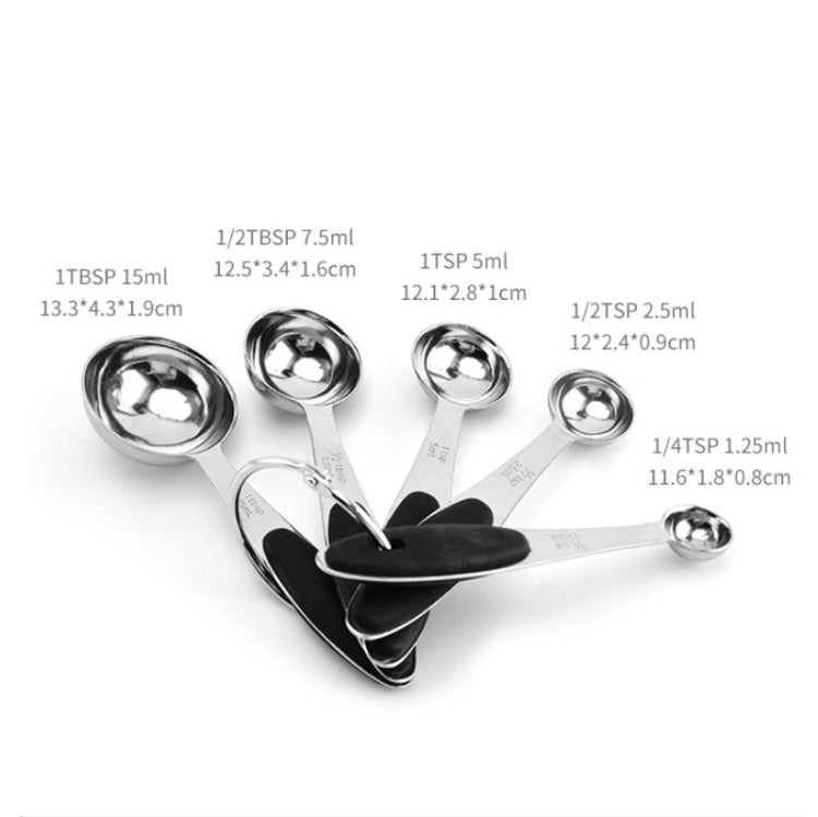 5 in 1 Stainless Steel Measuring Spoon Set Coffee Spoon Baking Kitchen Gadget, Style:Measuring Spoon(Black) - Coffee Tools by PMC TechLife | Online Shopping South Africa | PMC TechLife | Buy Now Pay Later Mobicred