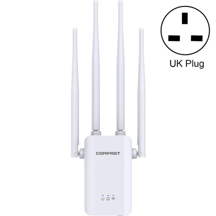 Comfast CF-WR304S 300M 4 Antenna Wireless Repeater High-Power Through-Wall WIFI Signal Amplifier, Specification:UK Plug - Broadband Amplifiers by Comfast | Online Shopping South Africa | PMC Jewellery | Buy Now Pay Later Mobicred