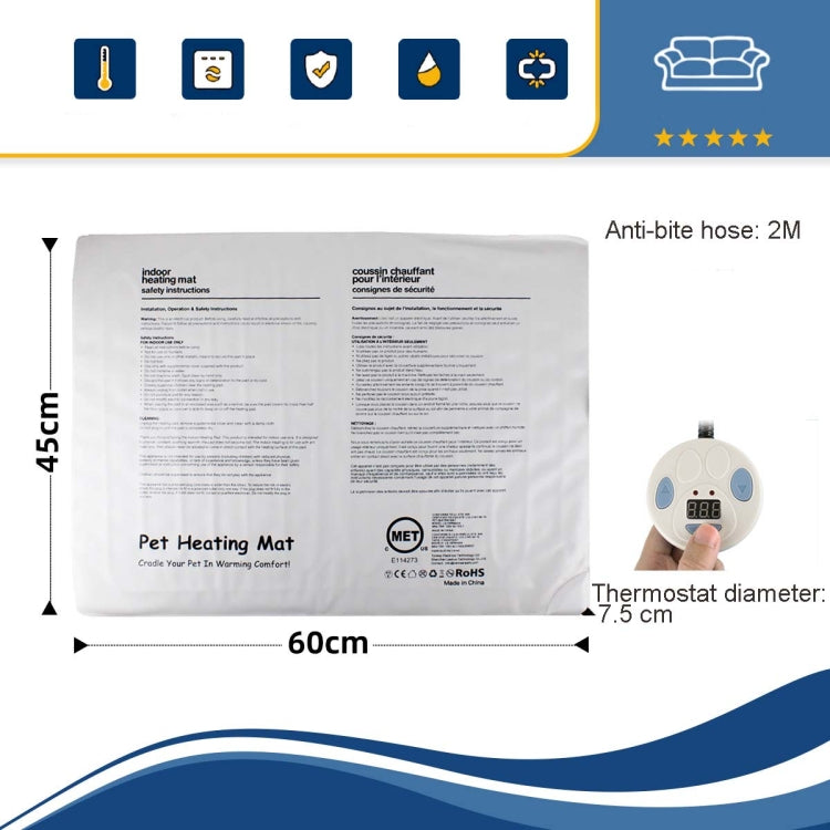 Pet Heating Pad Waterproof and Anti-Scratch Electric Blanket, Size: 60x45cm, Specification: JP Plug - Pads by PMc TechLife | Online Shopping South Africa | PMc TechLife | Buy Now Pay Later Mobicred
