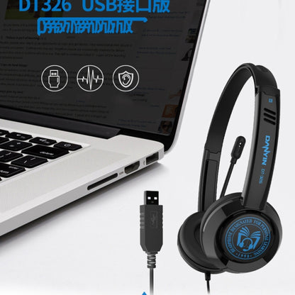 DANYIN DT326 Head-mounted Desktop Computer Children Learning Wire Headset with Microphone, Cable Length:1.8m, Style:Star Flag(Black) - Multimedia Headset by Danyin | Online Shopping South Africa | PMC Jewellery | Buy Now Pay Later Mobicred