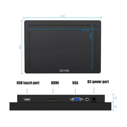 ZGYNK KQ101 HD Embedded Display Industrial Screen, Size: 10 inch, Style:Resistive - LCD Monitors by ZGYNK | Online Shopping South Africa | PMC Jewellery | Buy Now Pay Later Mobicred