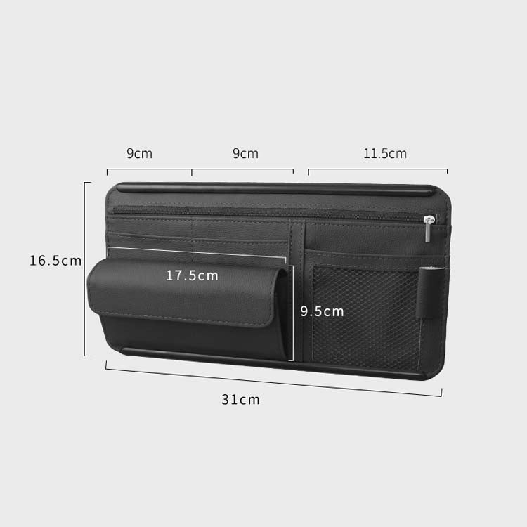 Car Sun Block Glasses Case Document Holder Car Plastic Frame Zipper Type Multi-Function Card Bag Storage Bag(Brown) - Sunglasses & Glasses Clips by PMC Jewellery | Online Shopping South Africa | PMC Jewellery | Buy Now Pay Later Mobicred