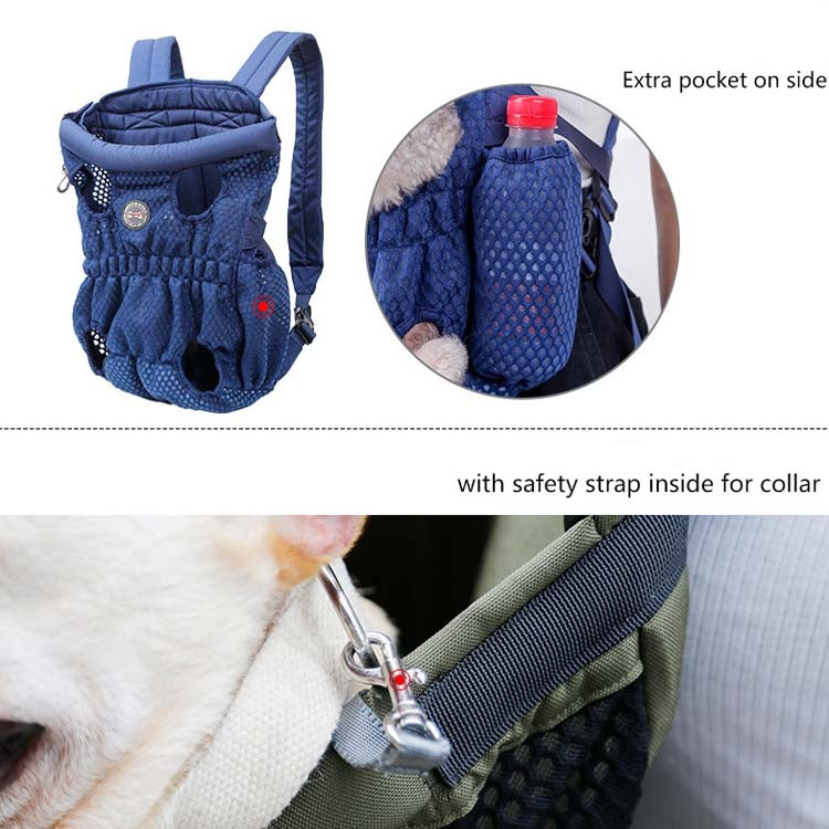 Doglemi Pet Outing Backpack Dog Shoulder Chest Bag Breathable Mesh Dog Cat Bag, Size:L(Blue) - free shipping - PMC TechLife - Order now!
