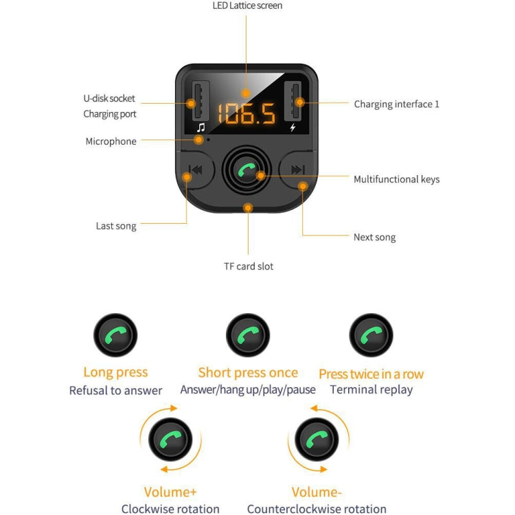 BT36B Car Bluetooth MP3 Music Player Car FM Transmitter Phone Hands-Free(Black Standard) - free shipping - PMC Jewellery - Order now!