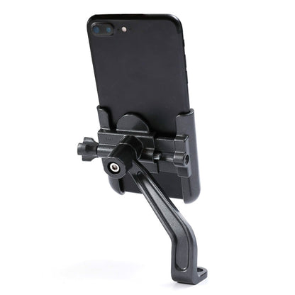 BENGGUO Bicycle Aluminum Alloy Mobile Phone Holder Electric Motorcycle Anti-Vibration Navigation Fixed Mobile Phone Holder Riding Equipment, Style:Rearview Mirror Installation(Titanium) - Holders by BENGGUO | Online Shopping South Africa | PMC Jewellery | Buy Now Pay Later Mobicred