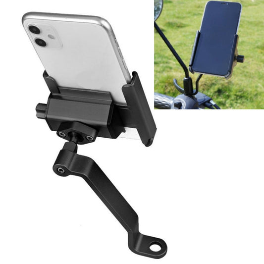 CYCLINGBOX Aluminum Alloy Mobile Phone Holder Bicycle Riding Takeaway Rotatable Metal Mobile Phone Bracket, Style:Rearview Mirror Installation(Black) - Holders by CYCLINGBOX | Online Shopping South Africa | PMC Jewellery | Buy Now Pay Later Mobicred