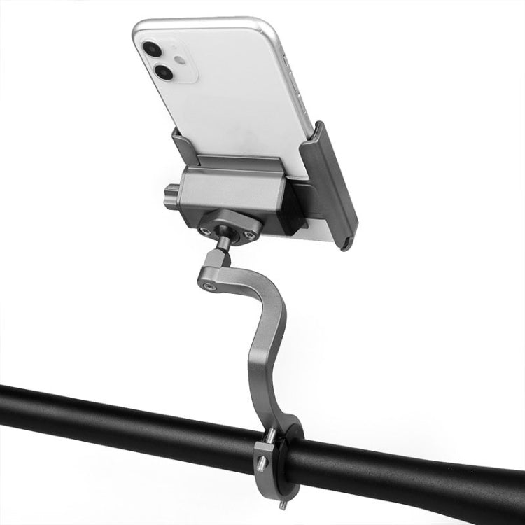 CYCLINGBOX Aluminum Alloy Mobile Phone Holder Bicycle Riding Takeaway Rotatable Metal Mobile Phone Bracket, Style:Heightened Handlebar Installation(Titanium) - Holders by CYCLINGBOX | Online Shopping South Africa | PMC Jewellery | Buy Now Pay Later Mobicred