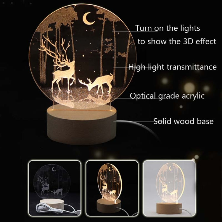 3D Atmosphere Decorative Light Acrylic Inner Carved LED Night Light Creative Girl Table Lamp(Deer) - Novelty Lighting by PMC TechLife | Online Shopping South Africa | PMC TechLife | Buy Now Pay Later Mobicred