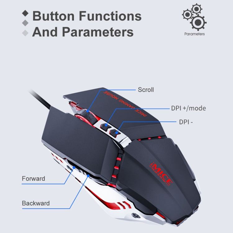 iMICE T80 7 Keys 3200 DPI Macro Programming Mechanical Gaming Wired Mouse, Cable Length: 1.8m(Black) - Wired Mice by iMICE | Online Shopping South Africa | PMC Jewellery | Buy Now Pay Later Mobicred