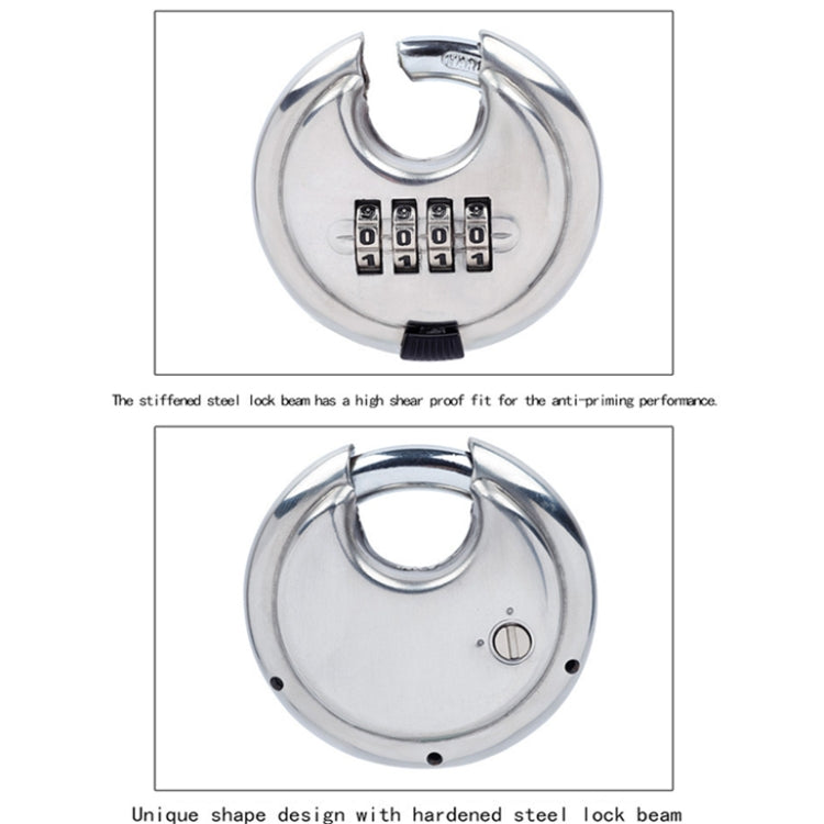 Stainless Steel Password Padlock 304 Waterproof And Rust-Proof Outdoor Courtyard Door Cabinet Lock Round Cake Lock(Silver) - Padlocks by PMC Jewellery | Online Shopping South Africa | PMC Jewellery