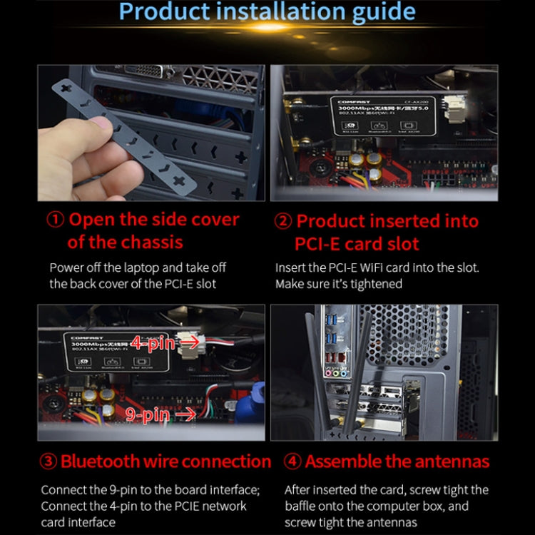 COMFAST Gaming Game 3000Mbps Gigabit Dual-Frequency Wireless Desktop Computer PCIE Wireless Network Card, Coverage: AX200 - free shipping - PMC Jewellery - Order now!