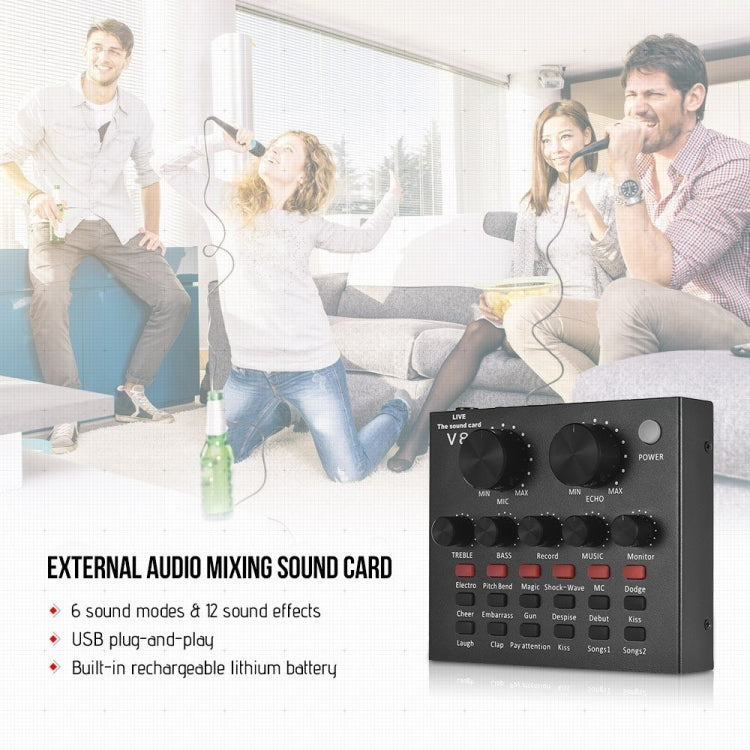 V8 Sound Card Set Dual Mobile Phone Computer Live Broadcast Universal Sound Card - Live Sound Effects Processors by PMC Jewellery | Online Shopping South Africa | PMC Jewellery | Buy Now Pay Later Mobicred