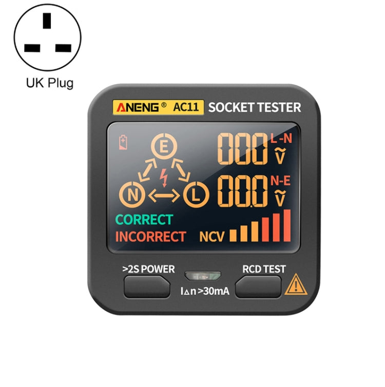 ANENG AC11 Multifunctional Digital Display Socket Tester Electrical Ground Wire Tester(UK Plug) - Current & Voltage Tester by ANENG | Online Shopping South Africa | PMC Jewellery | Buy Now Pay Later Mobicred