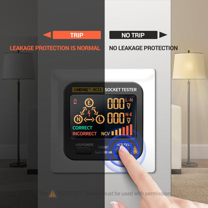 ANENG AC11 Multifunctional Digital Display Socket Tester Electrical Ground Wire Tester(US Plug) - Current & Voltage Tester by ANENG | Online Shopping South Africa | PMC Jewellery | Buy Now Pay Later Mobicred