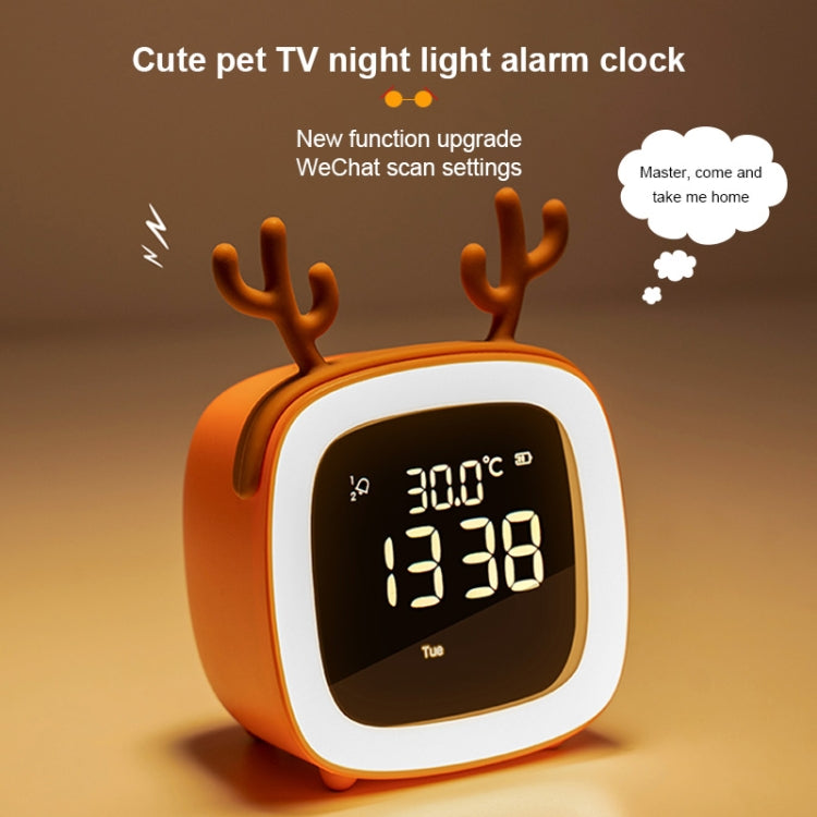 Cartoon Deer Shape Children Snooze Multifunctional USB Rechargeable Student LED Alarm Clock(Orange) - Novelty Clock by PMc TechLife | Online Shopping South Africa | PMc TechLife | Buy Now Pay Later Mobicred