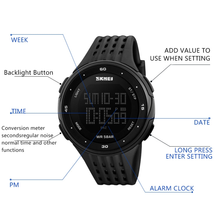 SKMEI 1219 Men Multi-Function Electronic Watch Outdoor Sports Watch(Black) - free shipping - PMC TechLife - Order now!
