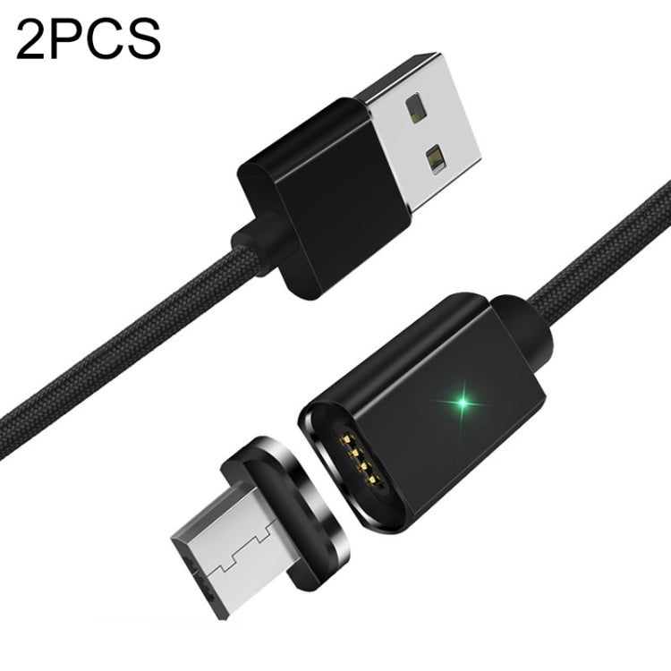 2 PCS ESSAGER Smartphone Fast Charging and Data Transmission Magnetic Cable with Micro USB Magnetic Head, Cable Length: 2m(Black) - Charging Cable & Head by PMC TechLife | Online Shopping South Africa | PMC TechLife