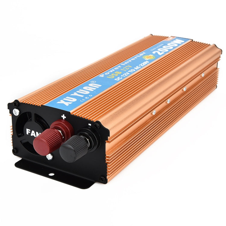 XUYUAN 2000W Inverter with USB Positive And Negative Reverse Connection Protection, Specification: Gold 12V to 220V - Modified Square Wave by PMC Jewellery | Online Shopping South Africa | PMC Jewellery | Buy Now Pay Later Mobicred