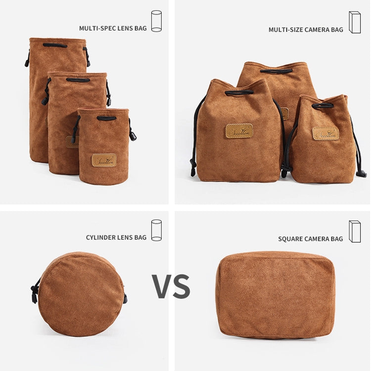 S.C.COTTON Liner Shockproof Digital Protection Portable SLR Lens Bag Micro Single Camera Bag Square Gray L - Lens Bag by S.C.COTTON | Online Shopping South Africa | PMC TechLife | Buy Now Pay Later Mobicred