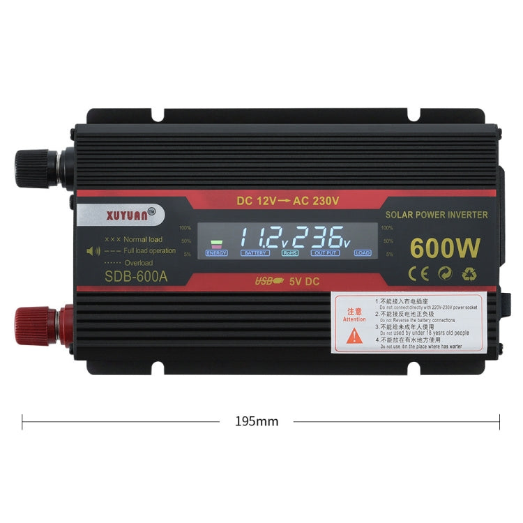 XUYUAN 600W Car Inverter LCD Display Converter, Specification: 12V to 110V - free shipping - PMC TechLife - Order now!