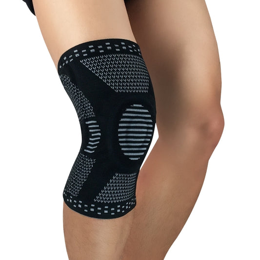 Sports Knee Pads Anti-Collision Support Compression Keep Warm Leg Sleeve Knitting Basketball Running Cycling Protective Gear, Size: L(Black Gray) - Sports Safety by PMC Jewellery | Online Shopping South Africa | PMC Jewellery | Buy Now Pay Later Mobicred