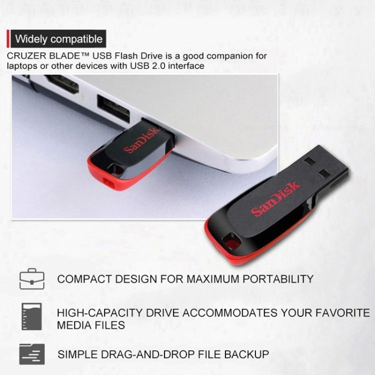 SanDisk CZ50 Mini Office USB 2.0 Flash Drive U Disk, Capacity: 128GB - USB Flash Drives by SanDisk | Online Shopping South Africa | PMC Jewellery | Buy Now Pay Later Mobicred