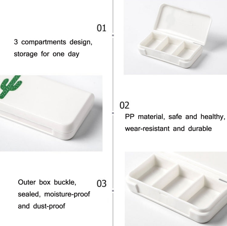 8 PCS Small Portable Moisture-proof Sealed Medicine Box 3 Compartments A Day Medicine Divided(Turtle Leaf) - free shipping - PMC TechLife - Order now!