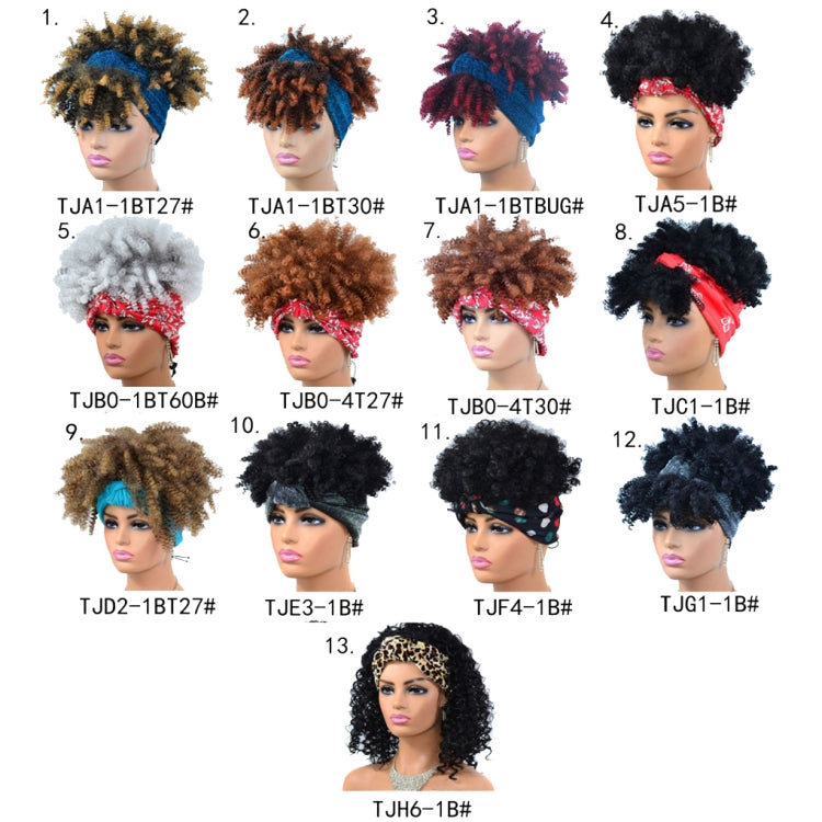 Headscarf Wig Black Gradient Small Curly Wig Explosive Headgear, Colour: 7.TJB0-4T30# - free shipping - PMC TechLife - Order now!