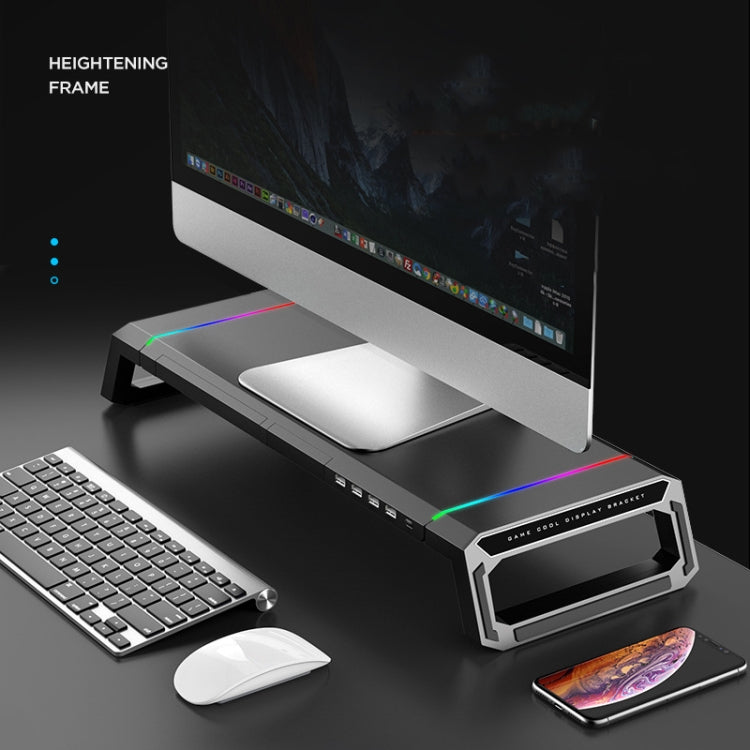 ICE COOREL T1 Monitor Increased Rack Foldable Laptop Stand With RGB Lighting & 4xUSB2.0 Expansion Interface(Moonlight White) - Laptop Stand by PMC Jewellery | Online Shopping South Africa | PMC Jewellery | Buy Now Pay Later Mobicred