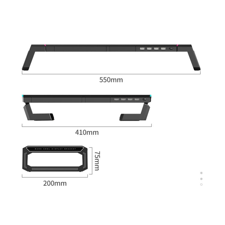 ICE COOREL T1 Monitor Increased Rack Foldable Laptop Stand With RGB Lighting & 4xUSB2.0 Expansion Interface(Moonlight White) - Laptop Stand by PMC Jewellery | Online Shopping South Africa | PMC Jewellery | Buy Now Pay Later Mobicred