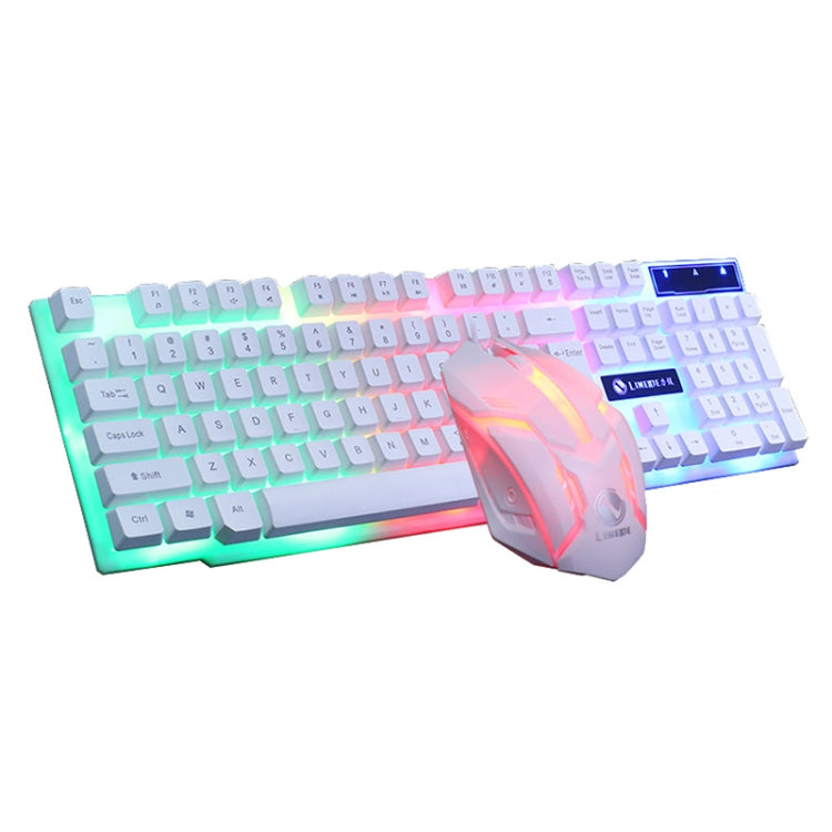 LIMEIDE GTX300 1600DPI 104 Keys USB Rainbow Suspended Backlight Wired Luminous Keyboard and Mouse Set, Cable Length: 1.4m(White) - Wired Keyboard by LIMEIDE | Online Shopping South Africa | PMC TechLife | Buy Now Pay Later Mobicred