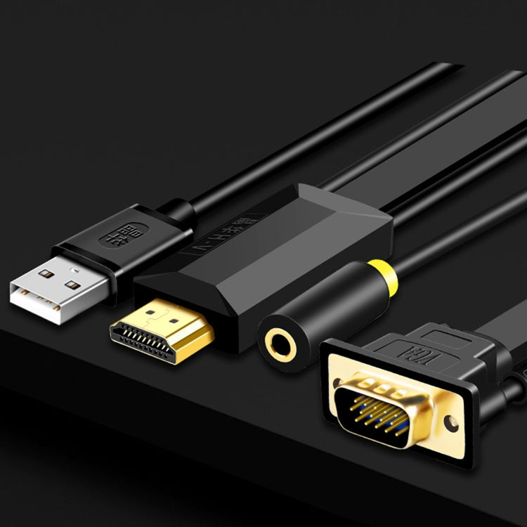 1m JH HV10 1080P HDMI to VGA Cable Projector TV Box Computer Notebook Industrial Display Adapter Cable - Cable by JH | Online Shopping South Africa | PMC TechLife | Buy Now Pay Later Mobicred