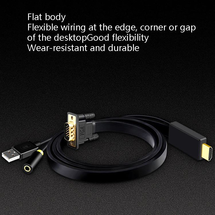 2m JH HV10 1080P HDMI to VGA Cable Projector TV Box Computer Notebook Industrial Display Adapter Cable - Cable by JH | Online Shopping South Africa | PMC TechLife | Buy Now Pay Later Mobicred