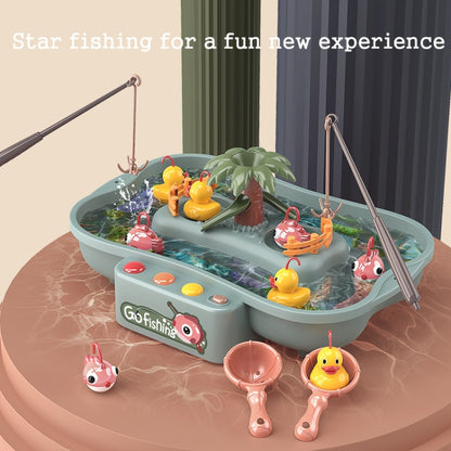 Play House Children Educational Electric Cycle Rotating Fishing Station Summer Water Game Toy Set, Colour: Green 3 Fish 3 Ducks - Music Toys by PMC Jewellery | Online Shopping South Africa | PMC Jewellery