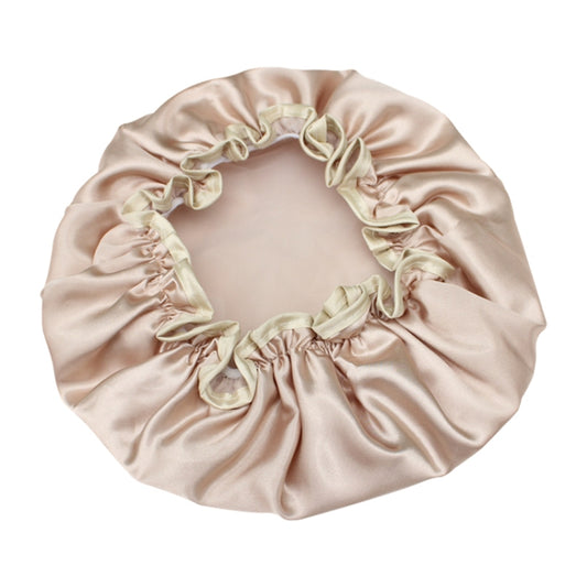 Lovely Thick Women Satin Colorful Double Waterproof Hair Cover Bathing Cap(Gold) - Bath Supplies by PMC Jewellery | Online Shopping South Africa | PMC Jewellery | Buy Now Pay Later Mobicred