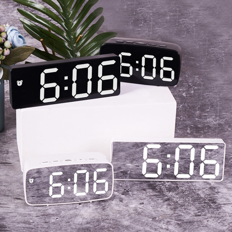 Mirror Bedside Alarm Clock Battery Plug-In Dual-Purpose LED Clock, Colour: Arc-shaped Black Shell (Black Surface Red Light) - Alarm Clocks by PMC TechLife | Online Shopping South Africa | PMC TechLife