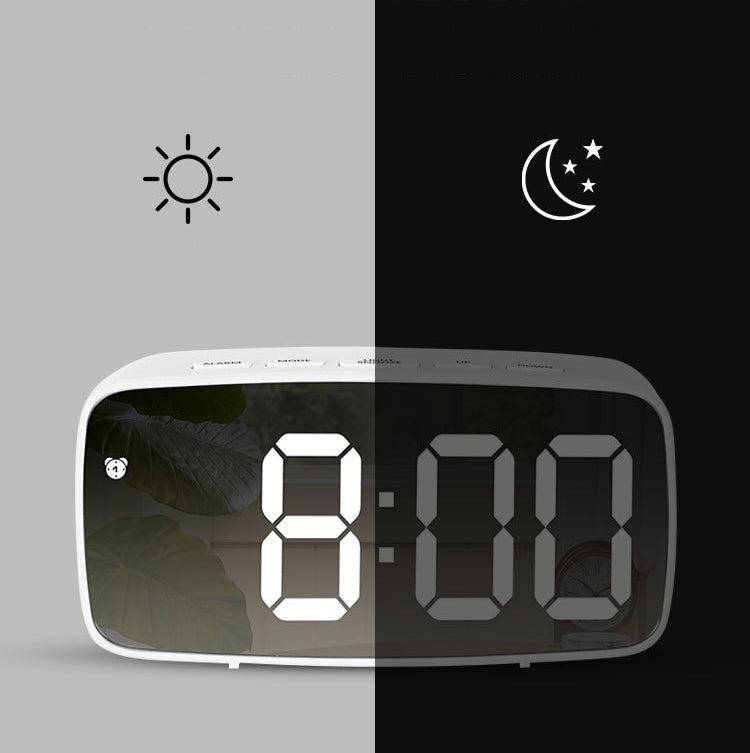 Mirror Bedside Alarm Clock Battery Plug-In Dual-Purpose LED Clock, Colour: Rectangular White Shell (Mirror White Light) - Alarm Clocks by PMc TechLife | Online Shopping South Africa | PMc TechLife | Buy Now Pay Later Mobicred