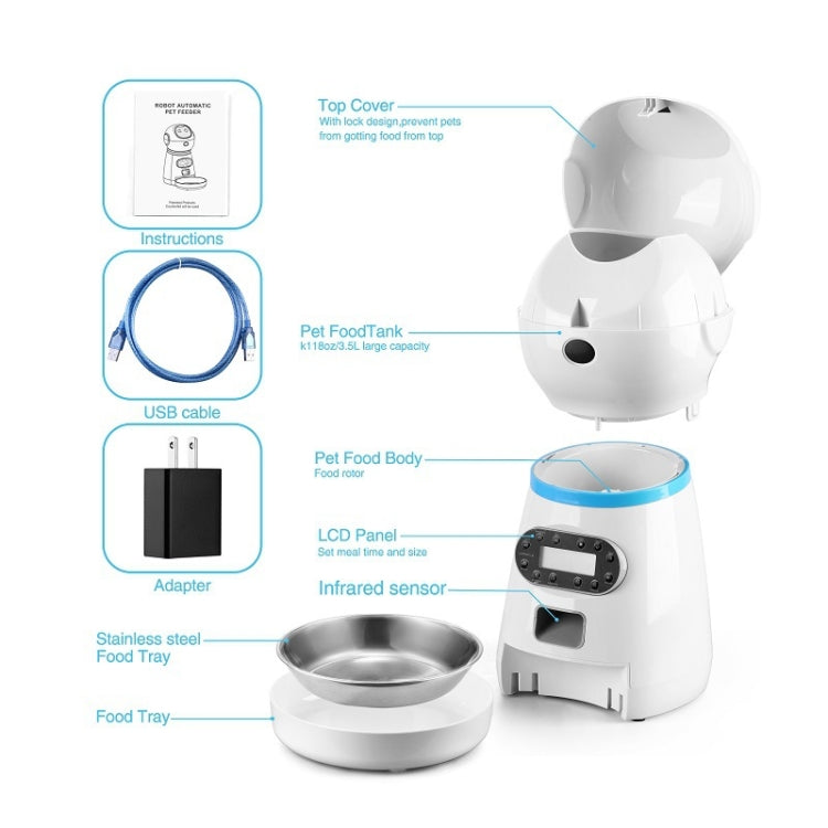 Pet Auto Feeding Intelligent Feed Stainless Steel Food Dish, Specification: UK Plug - Food Bowls by PMC Jewellery | Online Shopping South Africa | PMC Jewellery