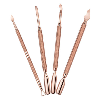 Rose Gold Double-headed Steel Nail Remover Set Clean Decontamination Remover Manicure Tool - Nail Art Equipment by PMC Jewellery | Online Shopping South Africa | PMC Jewellery | Buy Now Pay Later Mobicred