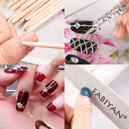 FABIYAN Nail Brush Nail Piece Set Nail Art Polishing Supplies Set, Specification: Transparent Semi-sticked Big Set - Nail Art Equipment by FABIYAN | Online Shopping South Africa | PMC Jewellery | Buy Now Pay Later Mobicred