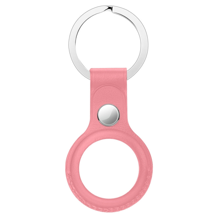 Anti-scratch Top-layer Cowhide Leather Protective Cover with Hanging Buckle for Airtag(Pink) - Other by PMc TechLife | Online Shopping South Africa | PMc TechLife | Buy Now Pay Later Mobicred