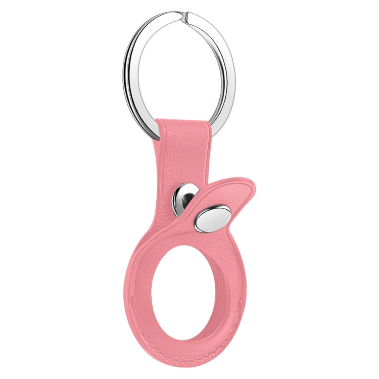Anti-scratch Top-layer Cowhide Leather Protective Cover with Hanging Buckle for Airtag(Pink) - Other by PMc TechLife | Online Shopping South Africa | PMc TechLife | Buy Now Pay Later Mobicred