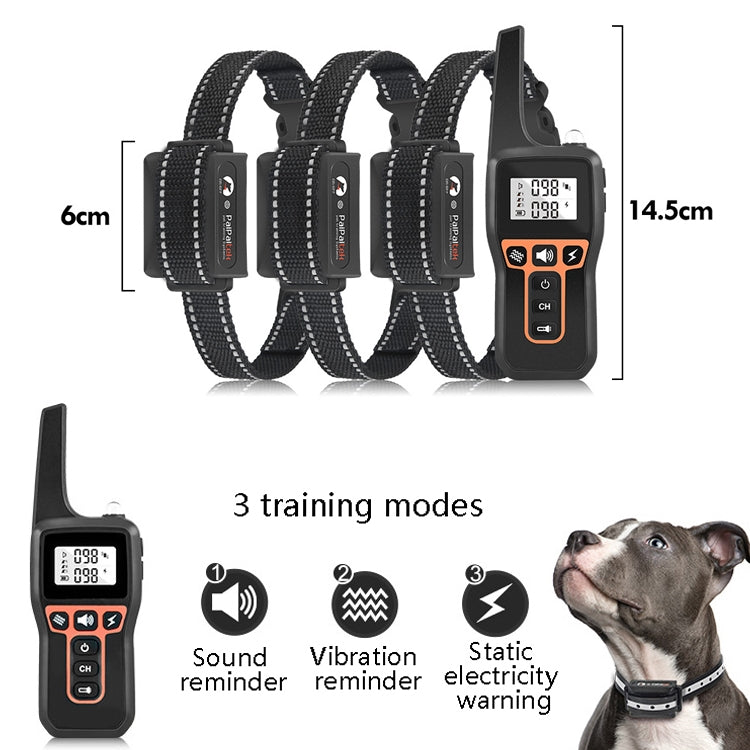 PaiPaitek PD529-3 Remote Control Dog Training Device Voice Control Barking Stopper Electronic Collar Dog Training Device - Training Aids by PaiPaitek | Online Shopping South Africa | PMC Jewellery | Buy Now Pay Later Mobicred