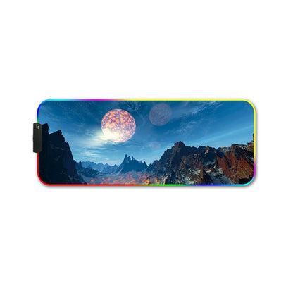 350x900x3mm F-01 Rubber Thermal Transfer RGB Luminous Non-Slip Mouse Pad(Snow Peak) - Mouse Pads by PMC Jewellery | Online Shopping South Africa | PMC Jewellery | Buy Now Pay Later Mobicred