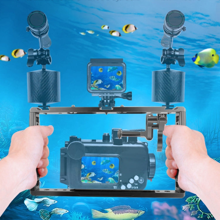 Diving Dual Handheld Grip Bracket Stabilizer Extension Phone Clamp Camera Rig Cage Underwater Case for GoPro HERO9 /8 /7, Colour: Red - Camera Cage by PMC TechLife | Online Shopping South Africa | PMC TechLife | Buy Now Pay Later Mobicred