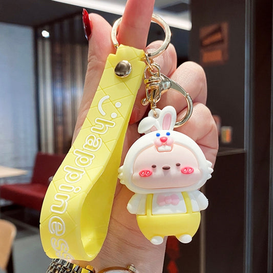 5 PCS MX-80100 Cartoon Cute Rabbit Simple Schoolbag Pendant Car Key Ring(Yellow) - Key Rings by PMC Jewellery | Online Shopping South Africa | PMC Jewellery | Buy Now Pay Later Mobicred