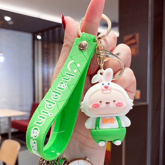 5 PCS MX-80100 Cartoon Cute Rabbit Simple Schoolbag Pendant Car Key Ring(Green) - Key Rings by PMC Jewellery | Online Shopping South Africa | PMC Jewellery | Buy Now Pay Later Mobicred